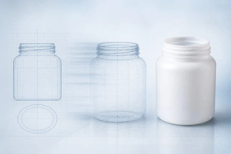HDPE 广口试剂瓶与工程图纸