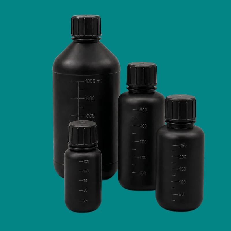 黑色 HDPE 刻度窄口试剂瓶