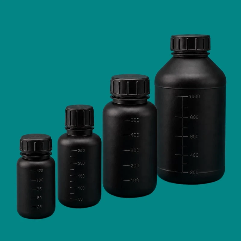黑色 HDPE 刻度广口试剂瓶